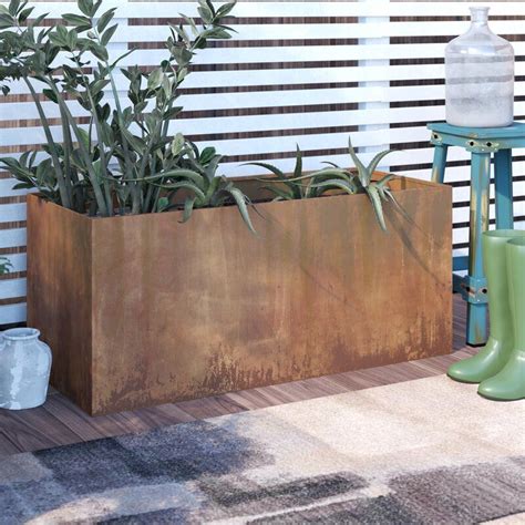 17 stories elisabetta corten steel planter box|17 Stories Metal Pot Planter & Reviews .